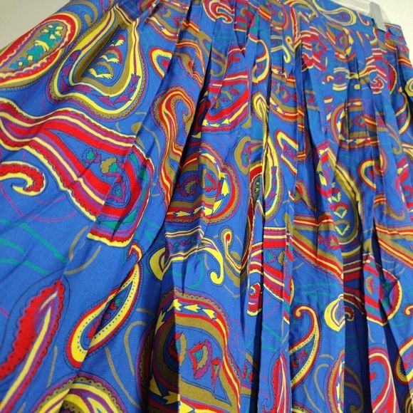 Vintage Paisley Print Skirt Women's Bohemian Midi Pleated Sz1 0 Nostalgic Rare - Picture 6 of 12
